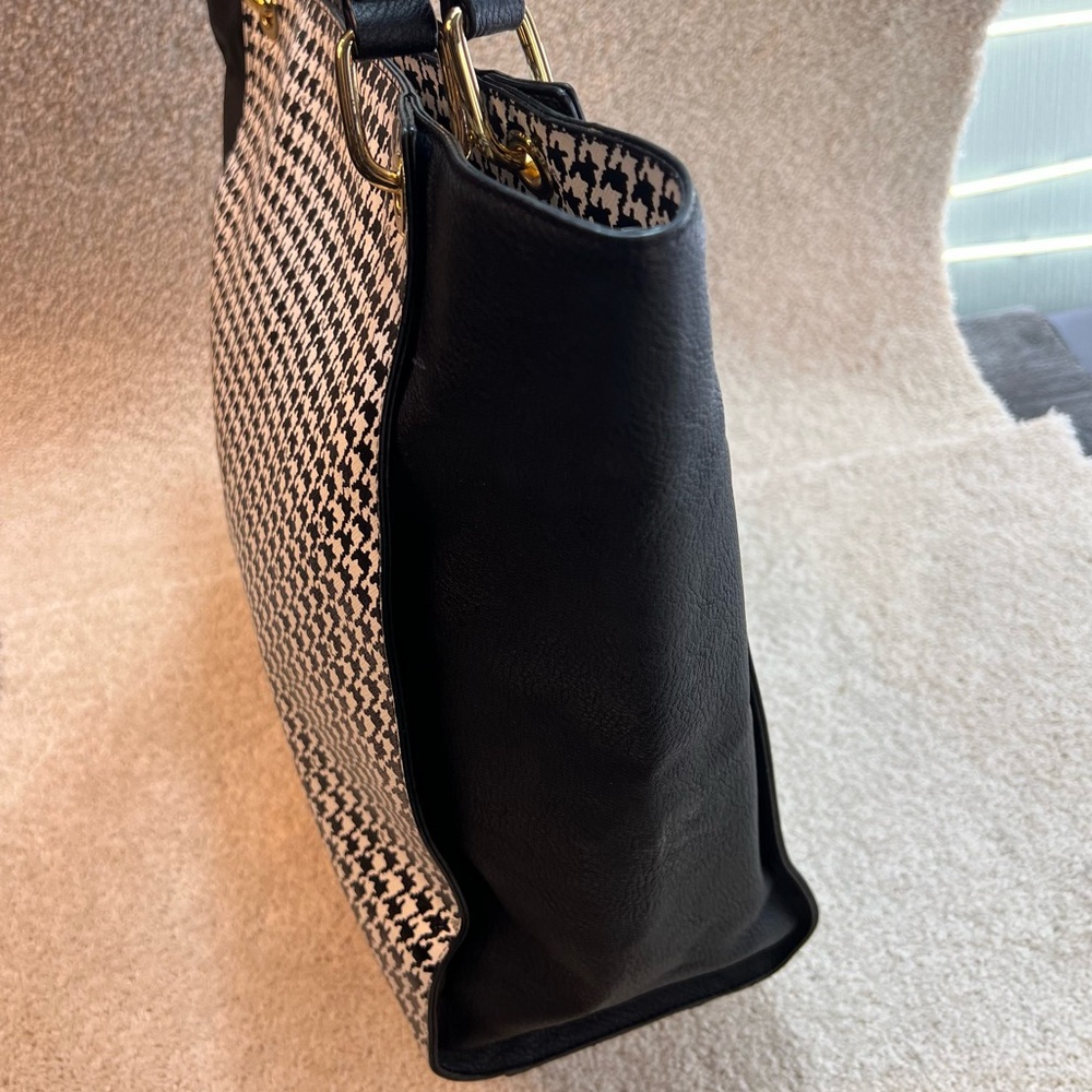 Ralph Lauren Black White Agdon Houndstooth Tote Shoulder Bag Handbag EUC - Picture 6 of 12